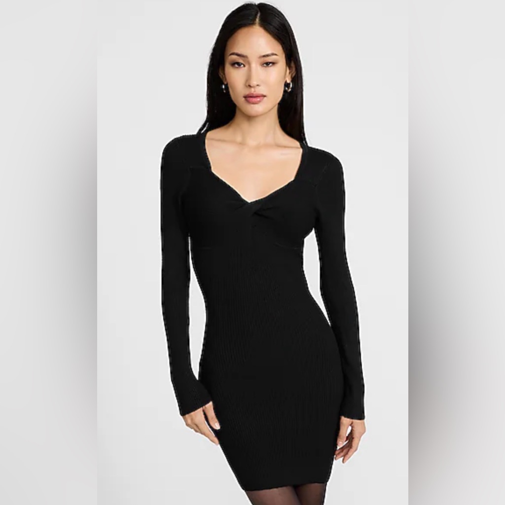 Nwt Stitches And Stripes Ribbed Bodycon Long Sleeve Dress Black Size Small